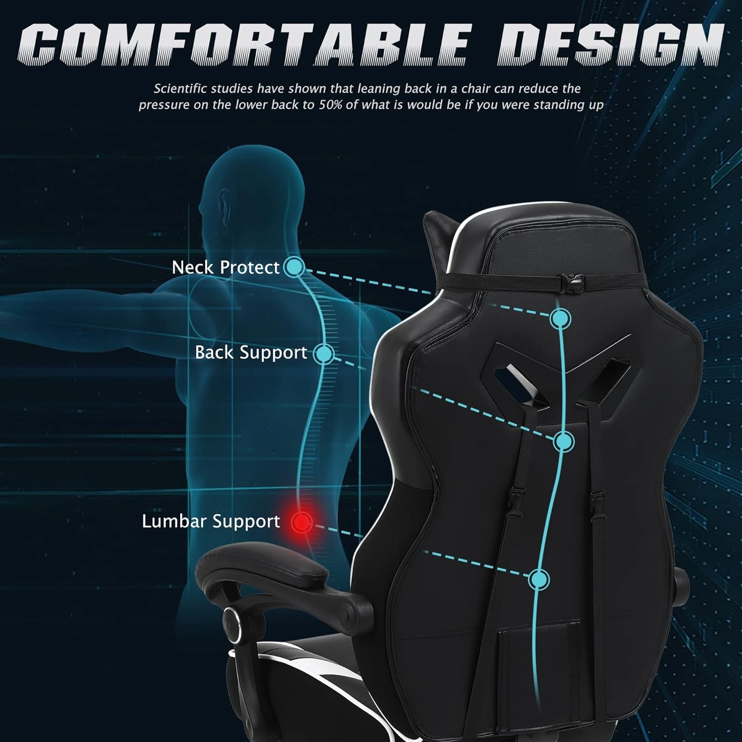 Ergonomic Gaming Chair with Footrest, Massage, and High Back Support