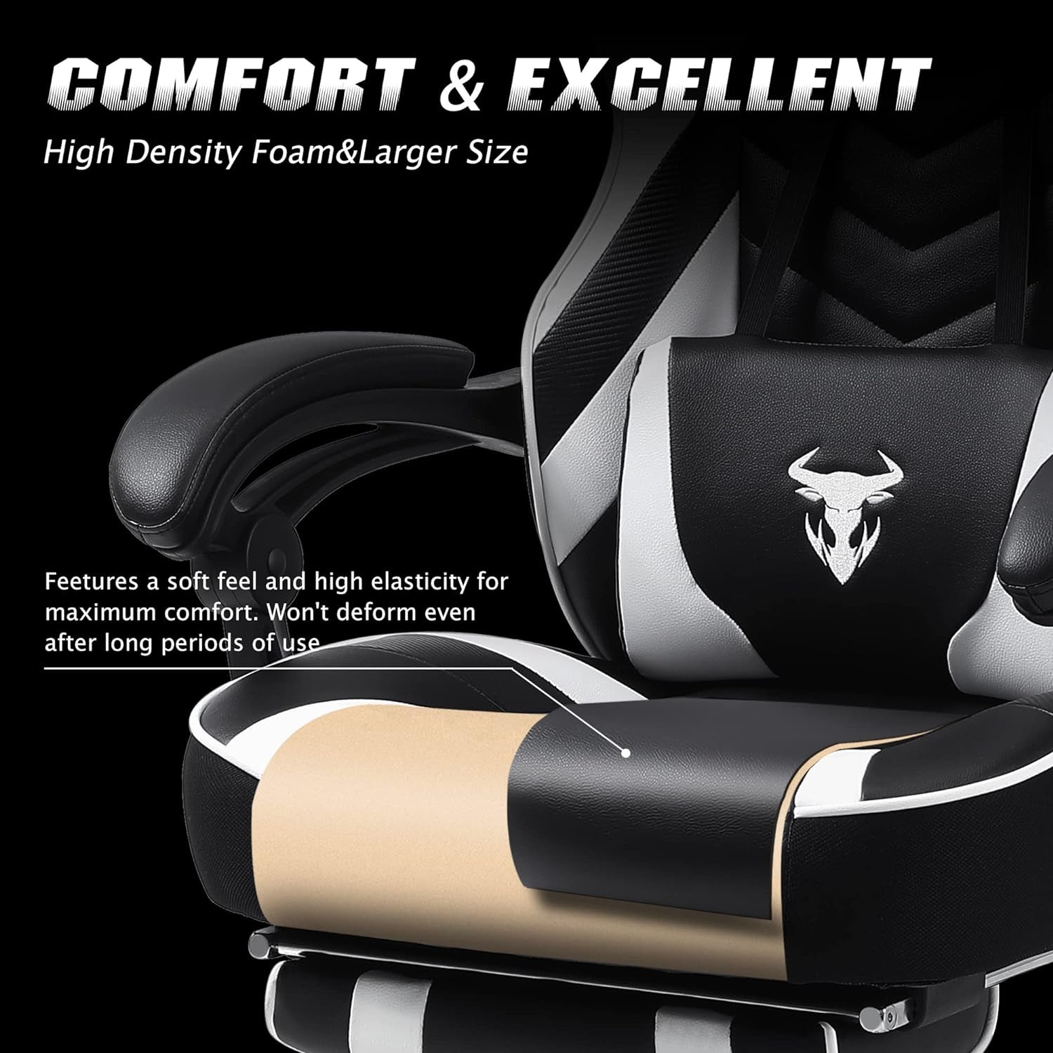 Ergonomic Gaming Chair with Footrest, Massage, and High Back Support