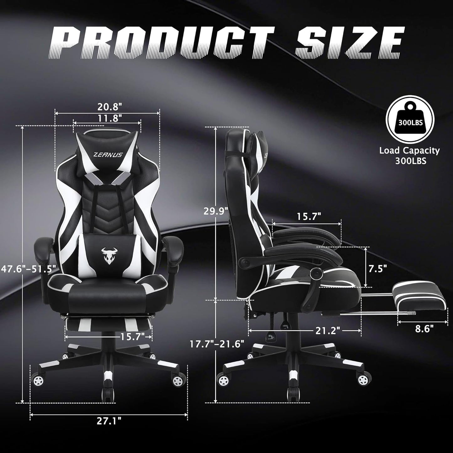 Ergonomic Gaming Chair with Footrest, Massage, and High Back Support